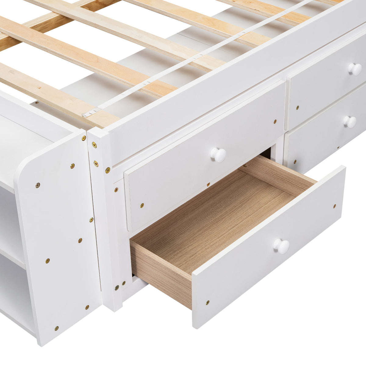 Full Bed with Bookcase Headboard and Storage Solutions