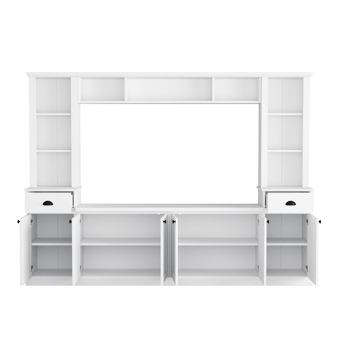 Minimalist Entertainment Wall Unit Set with Bridge for TVs Up to 75''