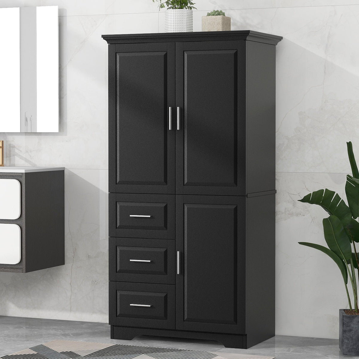 Tall and Wide Storage Cabinet with Doors for Bathroom/Office