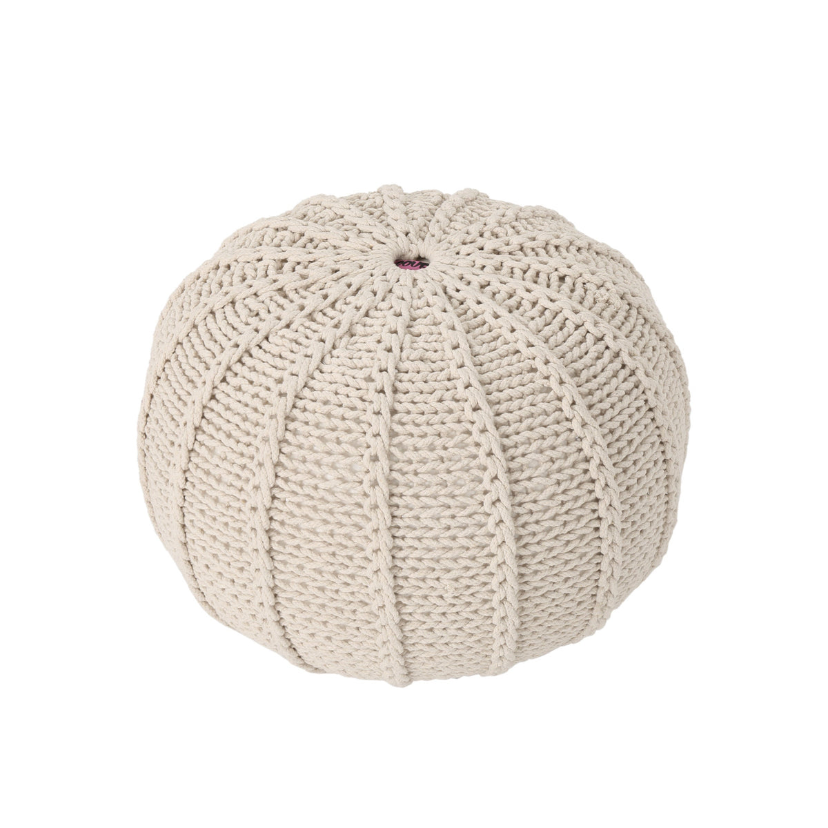 Bordeaux Knitted Cotton Round Pouf