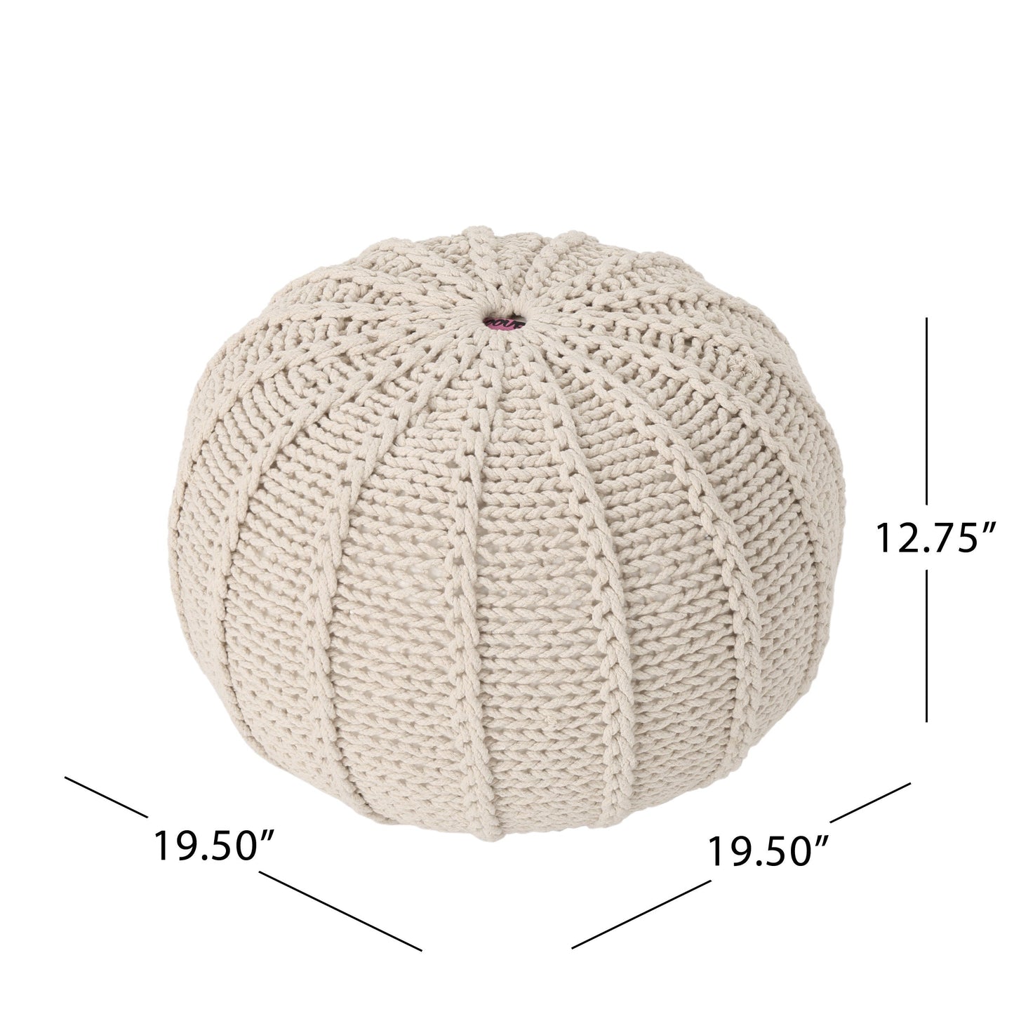 Bordeaux Knitted Cotton Round Pouf