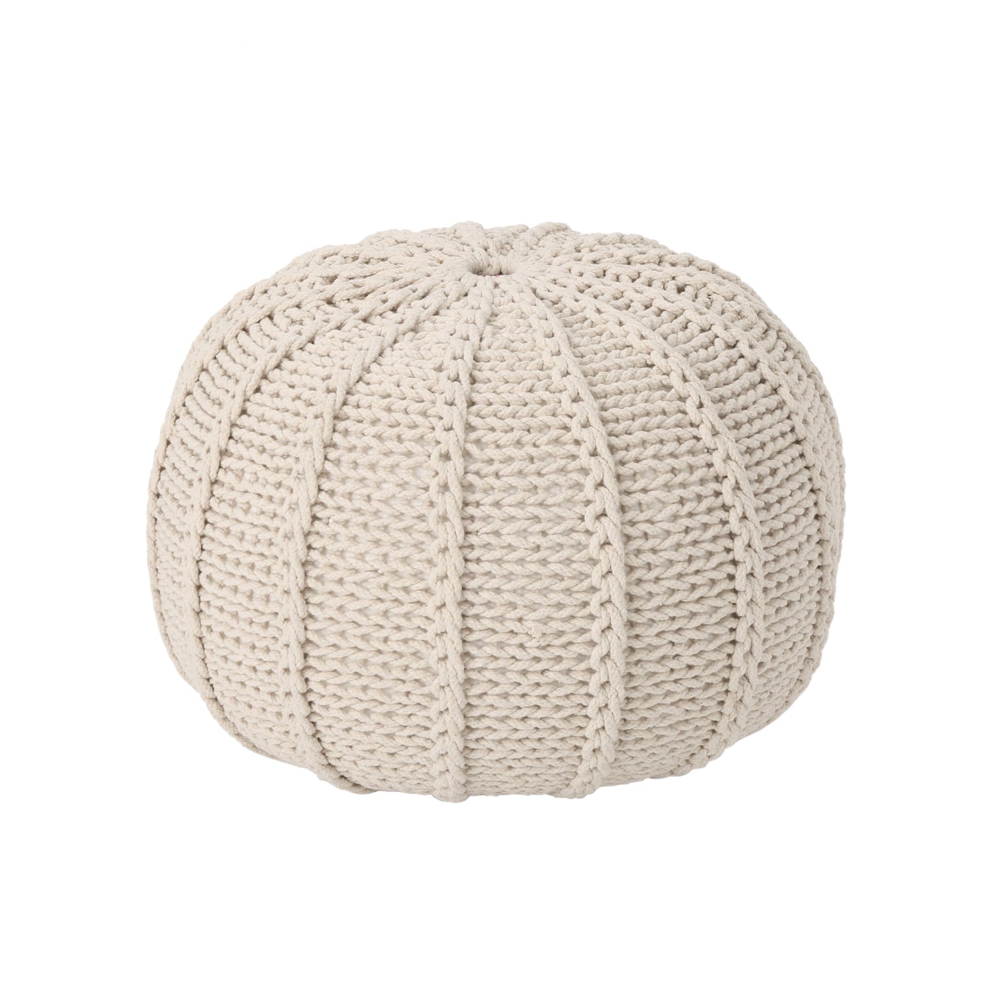 Bordeaux Knitted Cotton Round Pouf