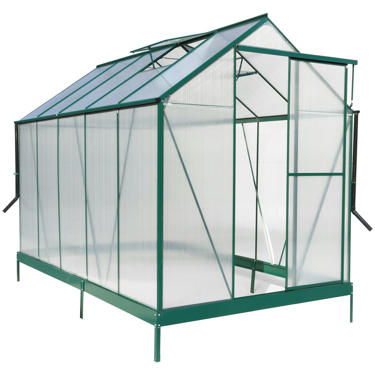 6.3' x 10.2' x 7' Polycarbonate Greenhouse, Heavy Duty Outdoor Aluminum Walk-in