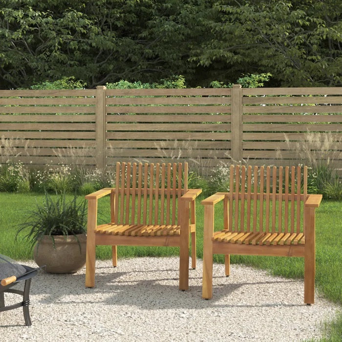 Outdoor Acacia Wood Slatted Club Chairs, Set of 2
