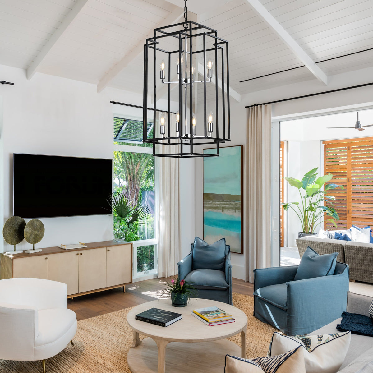 18" Modern 8-Light Pendant Chandelier