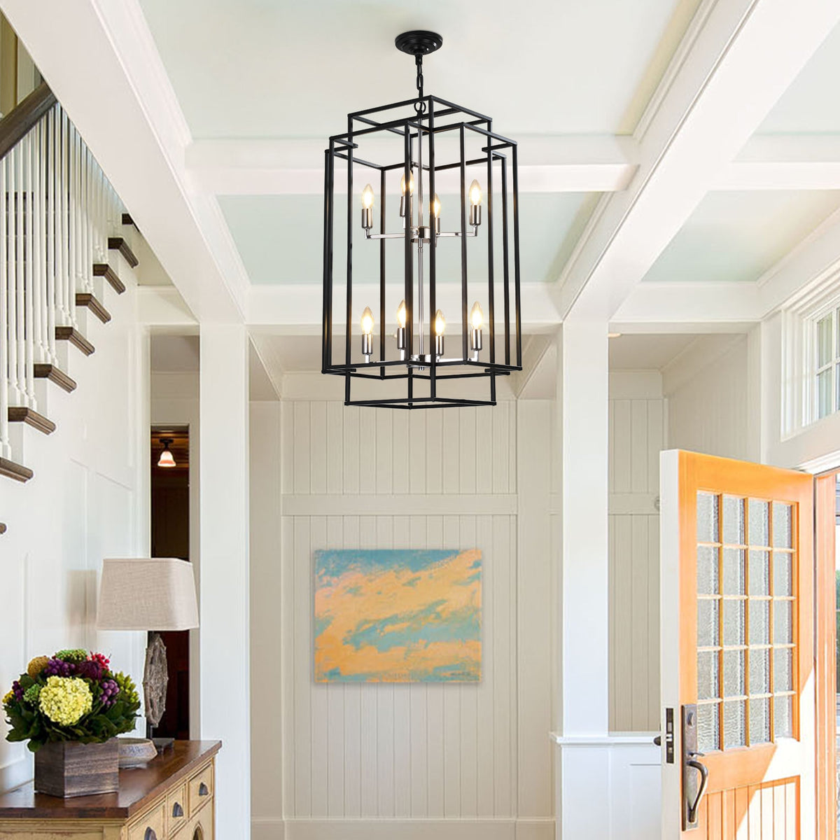 18" Modern 8-Light Pendant Chandelier