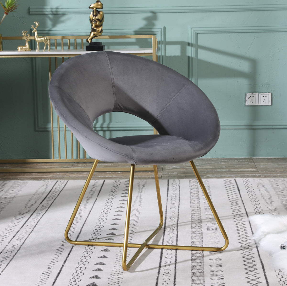 Slatina Blue Silky Velvet Upholstered Accent Chair
