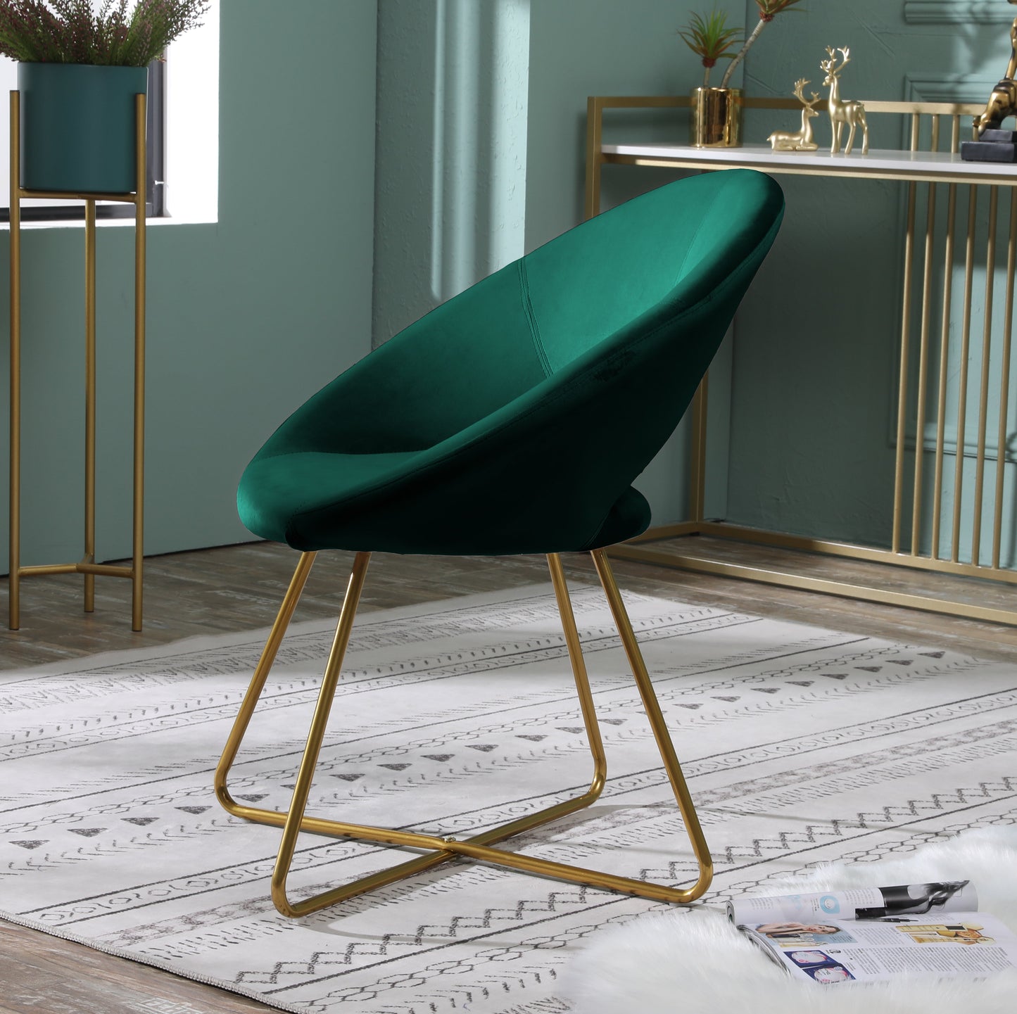 Slatina Green Silky Velvet Upholstered Accent Chair
