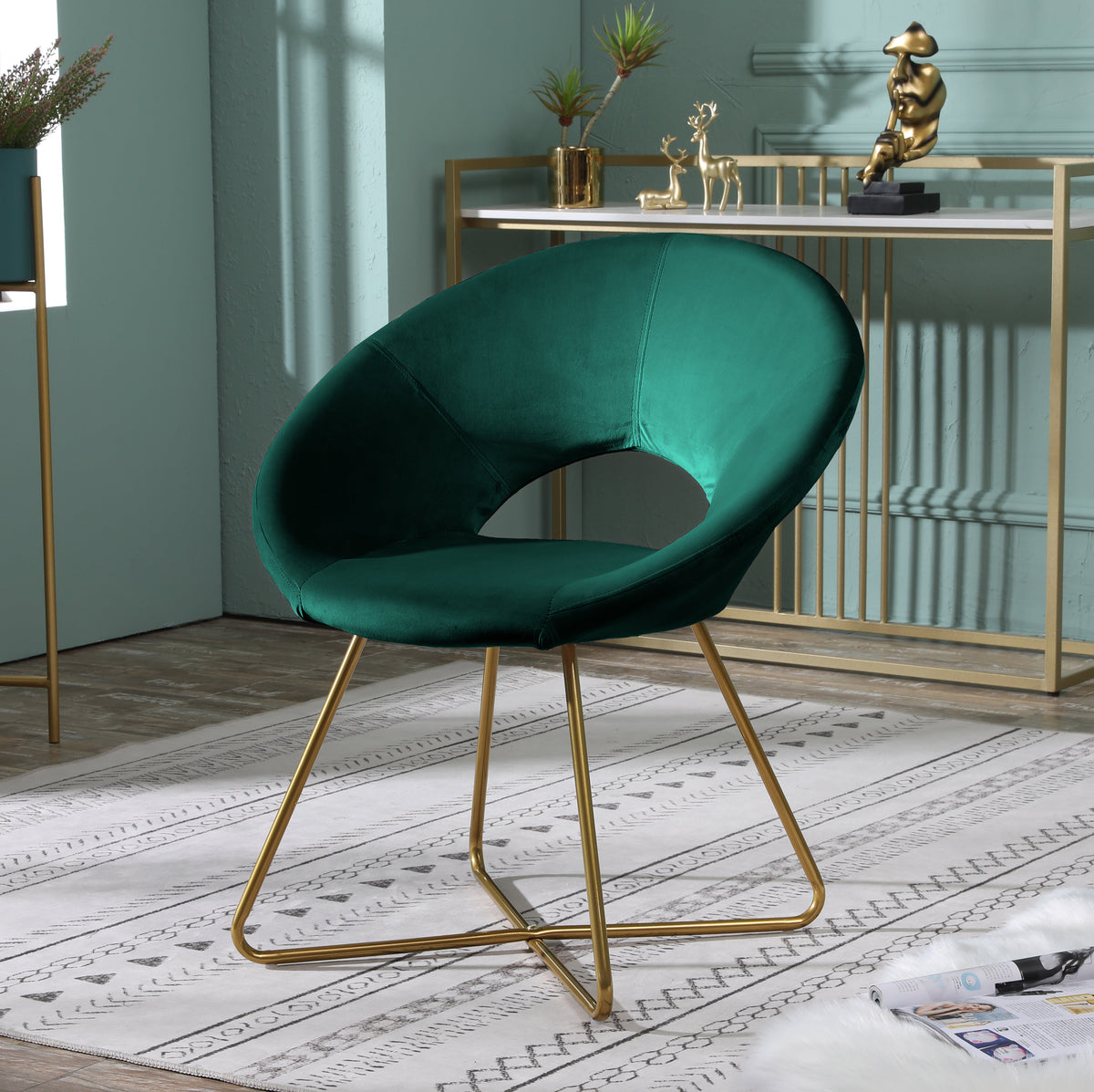 Slatina Green Silky Velvet Upholstered Accent Chair