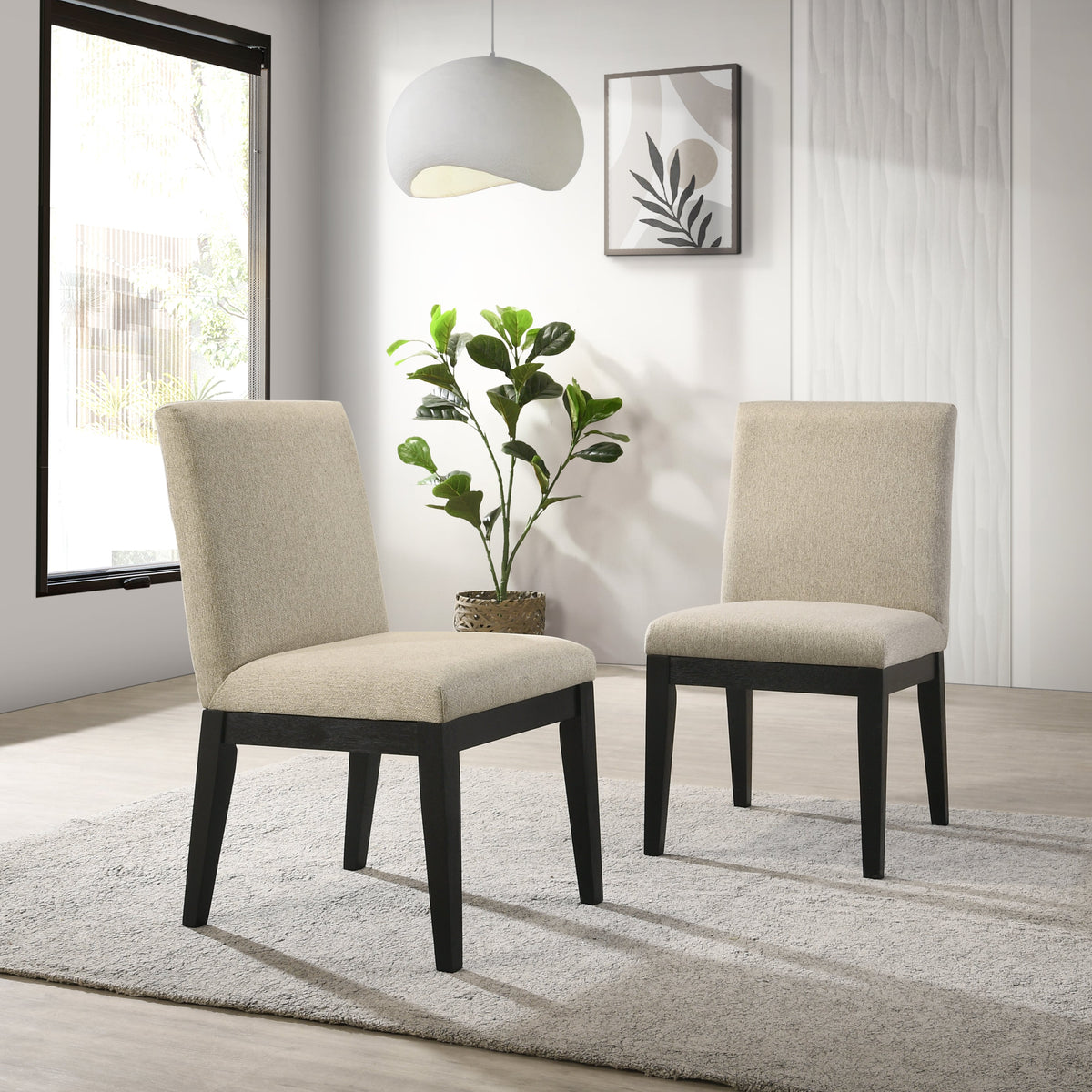 Rocco Contemporary Solid Wood Dining Chairs, Set of 2