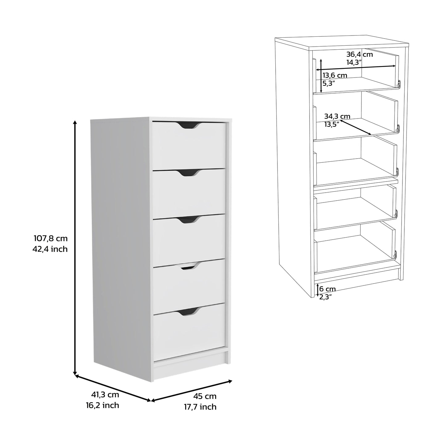 5-Drawer Slim Dresser