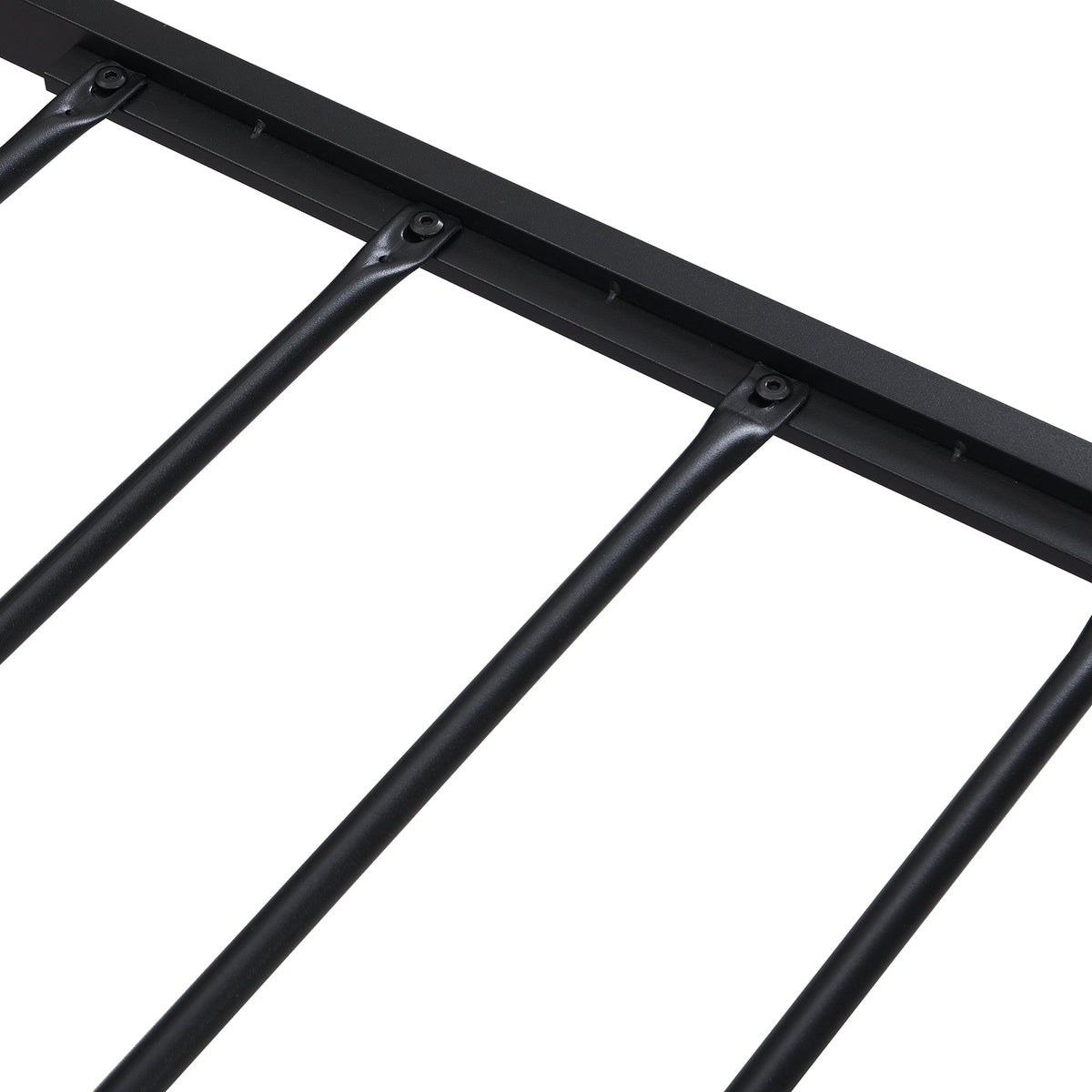Full Size Metal Platform Bed Frame with Wooden Headboard