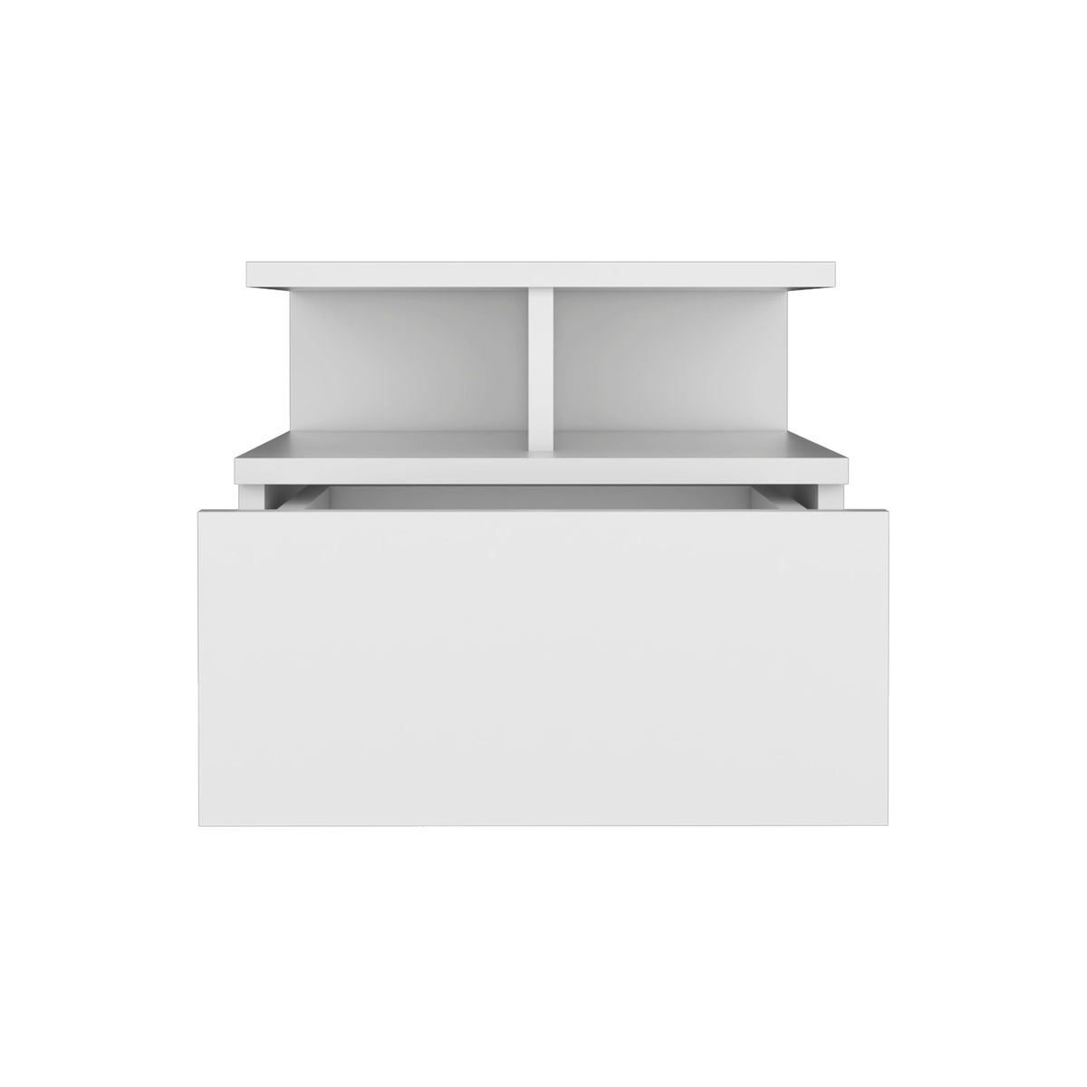 Floating Nightstand 12"H, Wall Mounted with Single Drawer and 2-Tier Shelf
