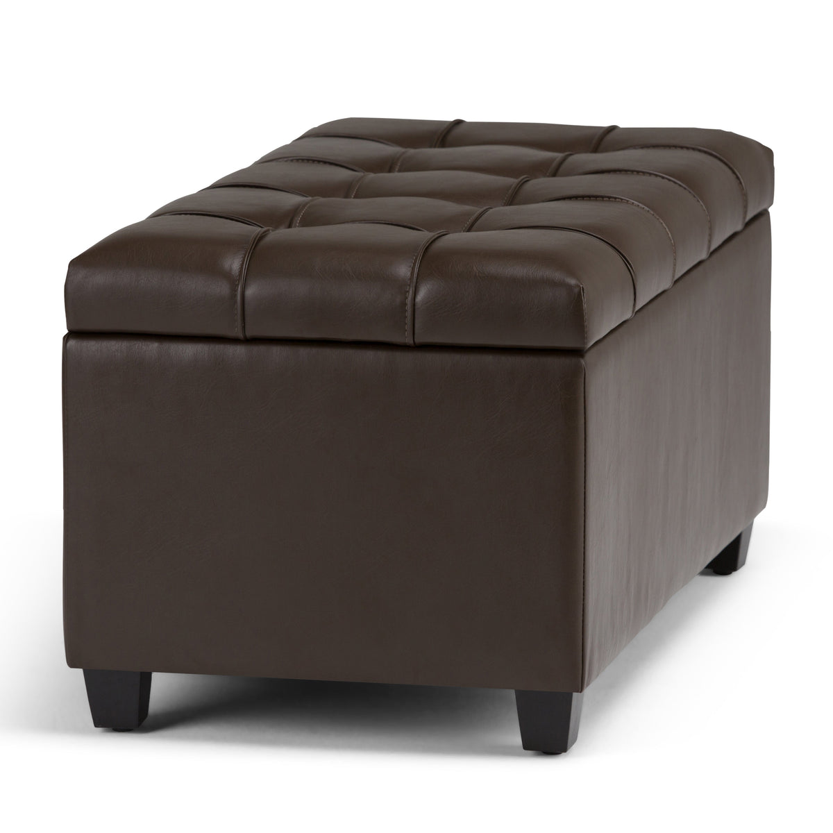 Sienna 33 Inch Wide Storage Ottoman Bench in Chocolate