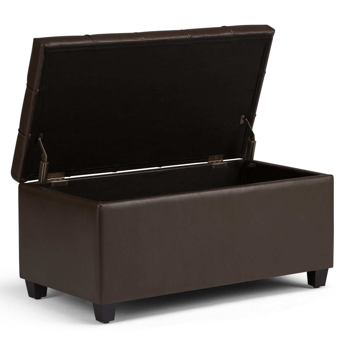 Sienna 33 Inch Wide Storage Ottoman Bench in Chocolate
