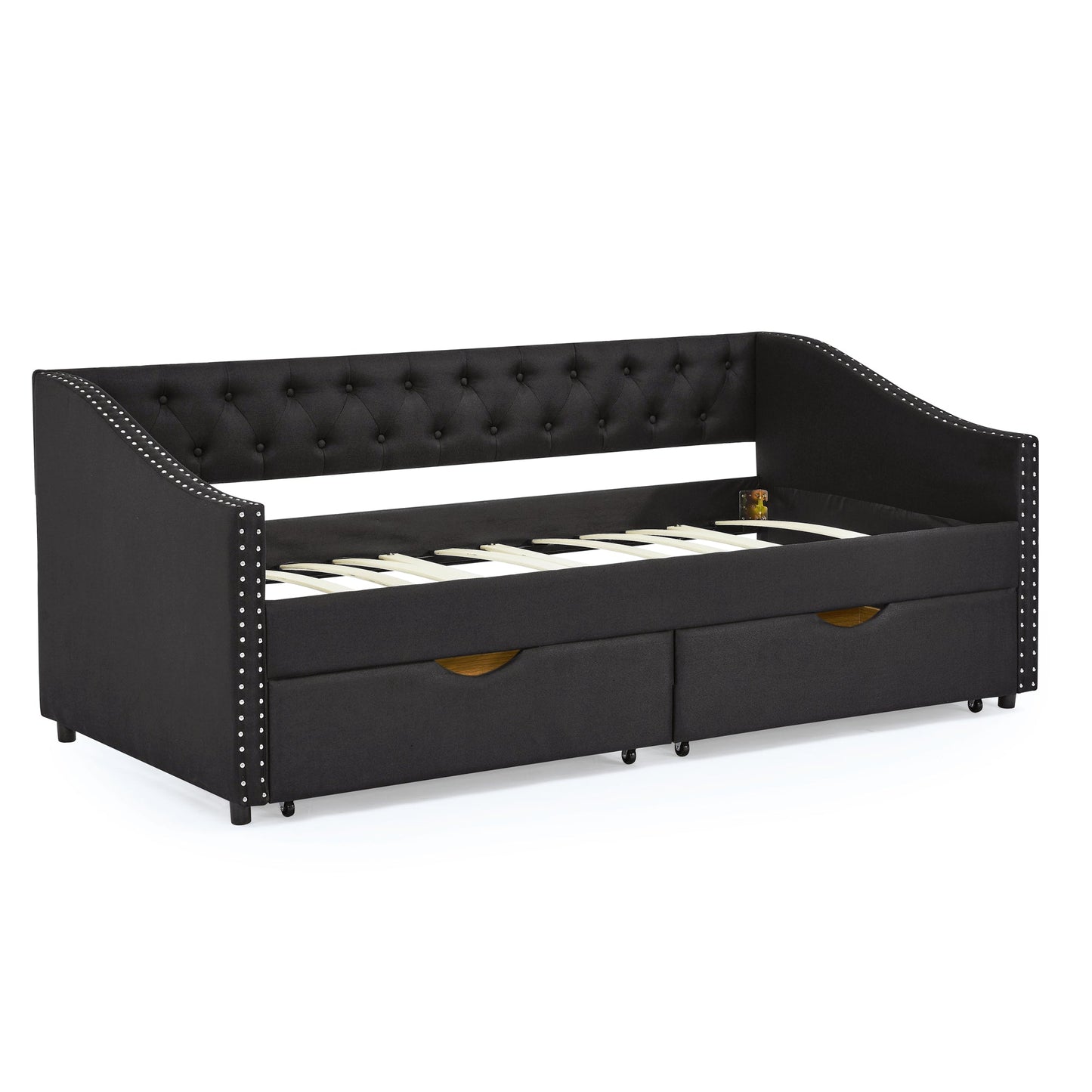 Twin Size Upholstered Daybed with Drawers