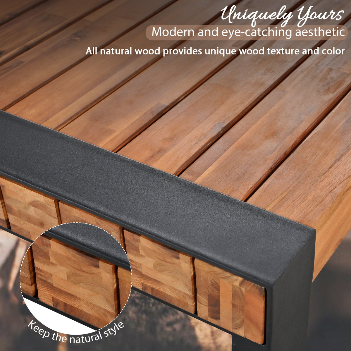 GO 3-Pieces Outdoor Dining Table with Benches