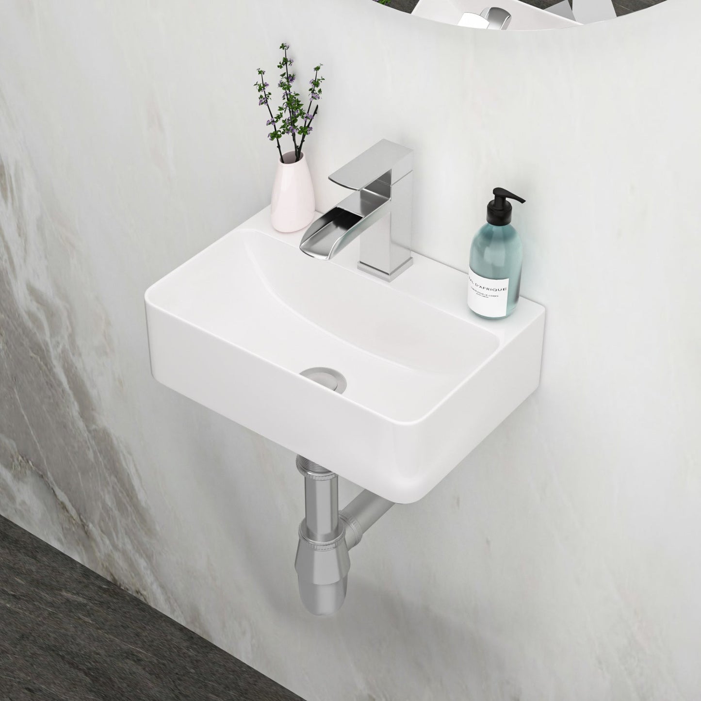 Stain Resistant Rectangular Bathroom Sink - 14.5x10 Inch