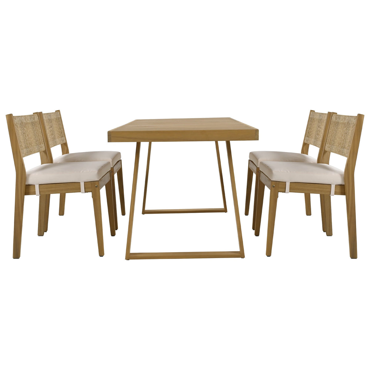 U_Style Multi-Person Outdoor Acacia Wood Dining Table and Chair Set