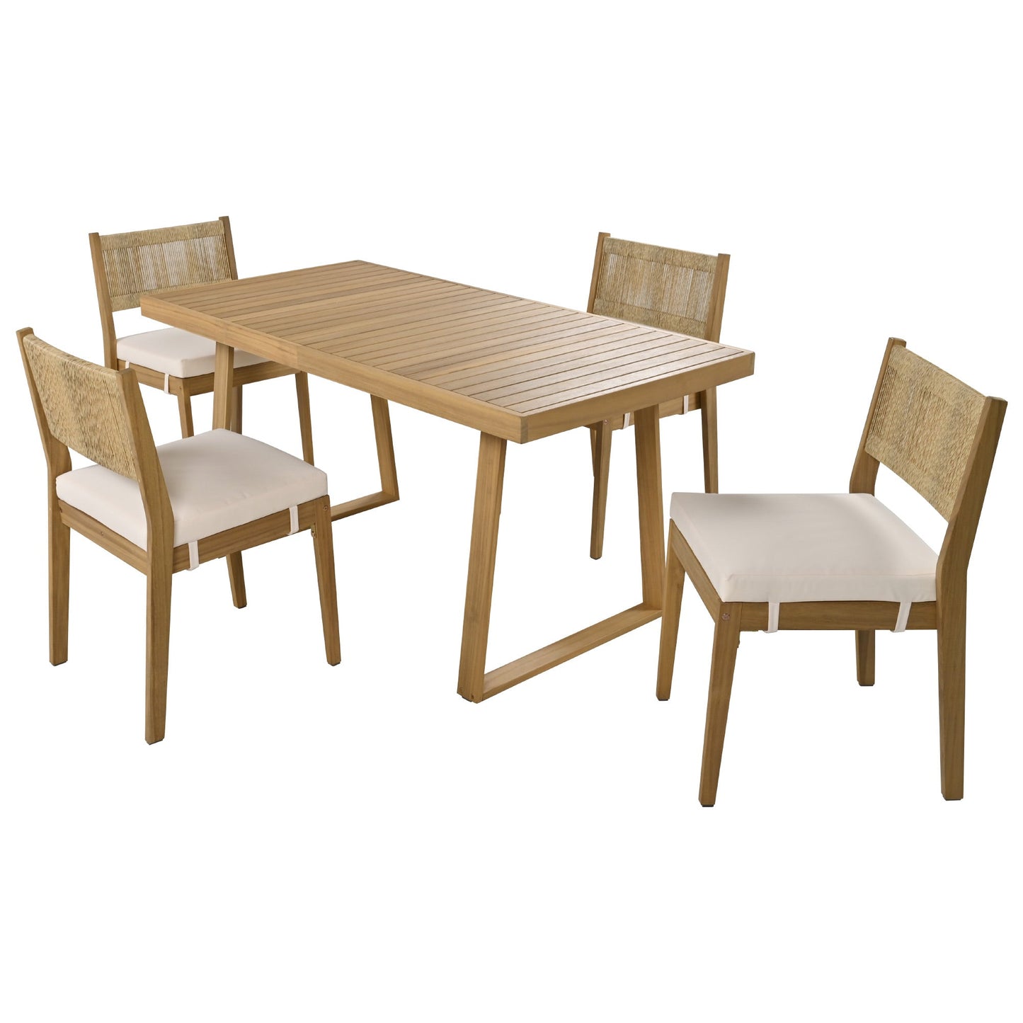 U_Style Multi-Person Outdoor Acacia Wood Dining Table and Chair Set