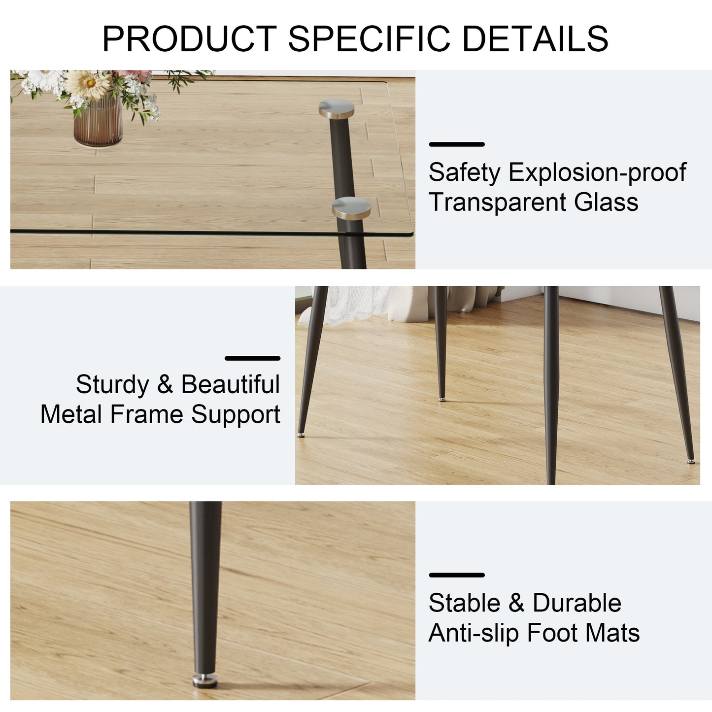 Modern Rectangular Glass Dining Table