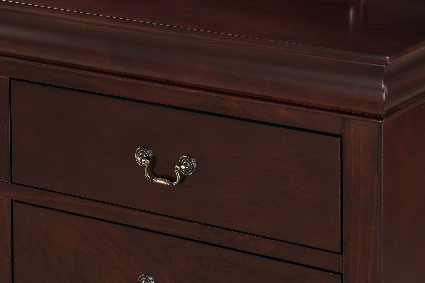 Cherry Finish Five Drawer Louis Philip Chest