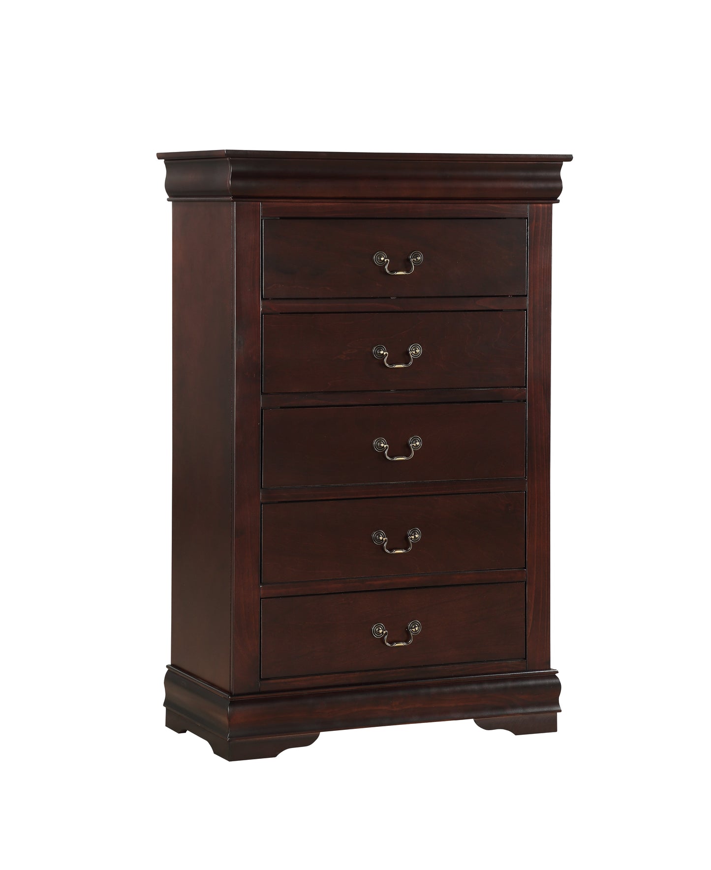 Cherry Finish Five Drawer Louis Philip Chest