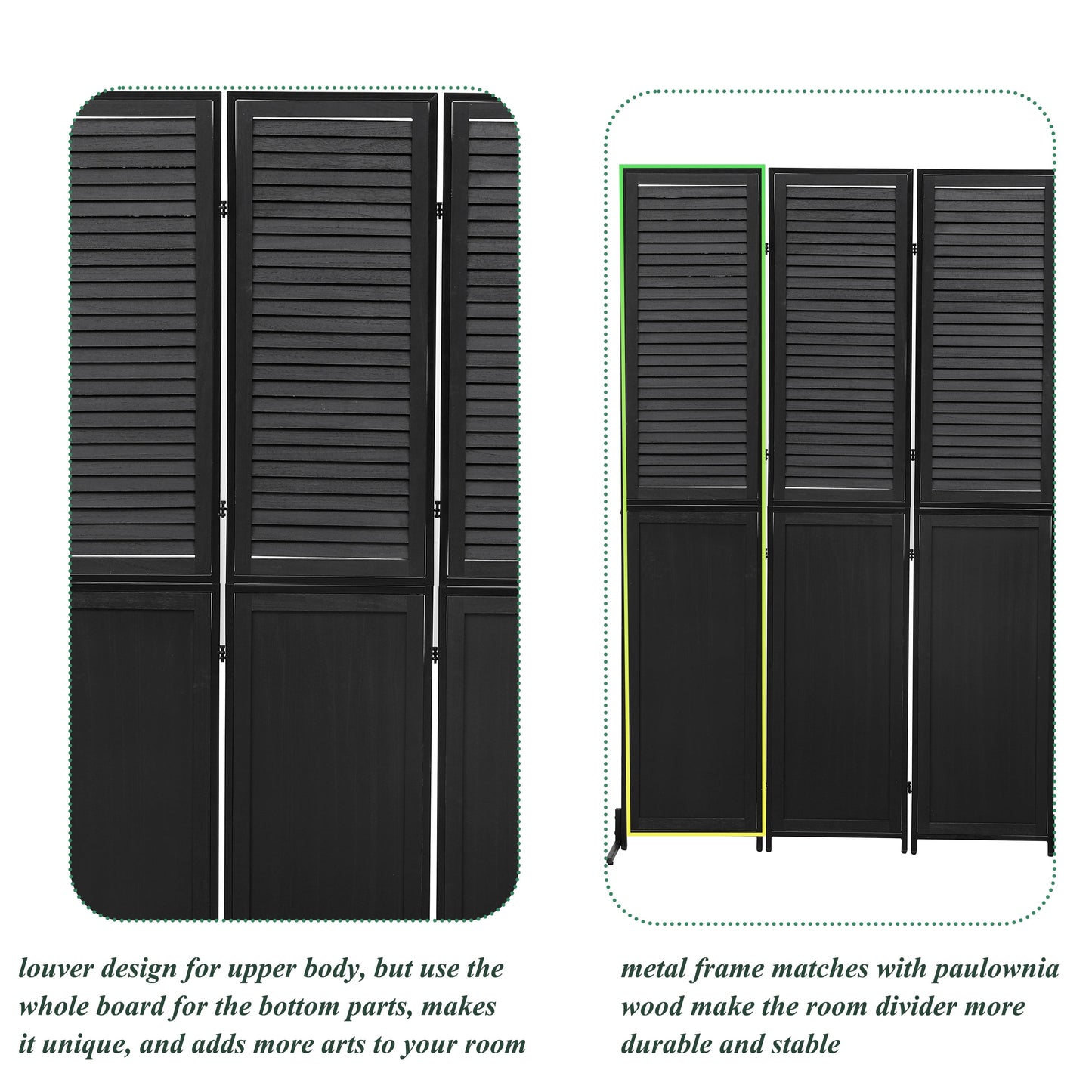 3 Panel Wood Folding Privacy Screen