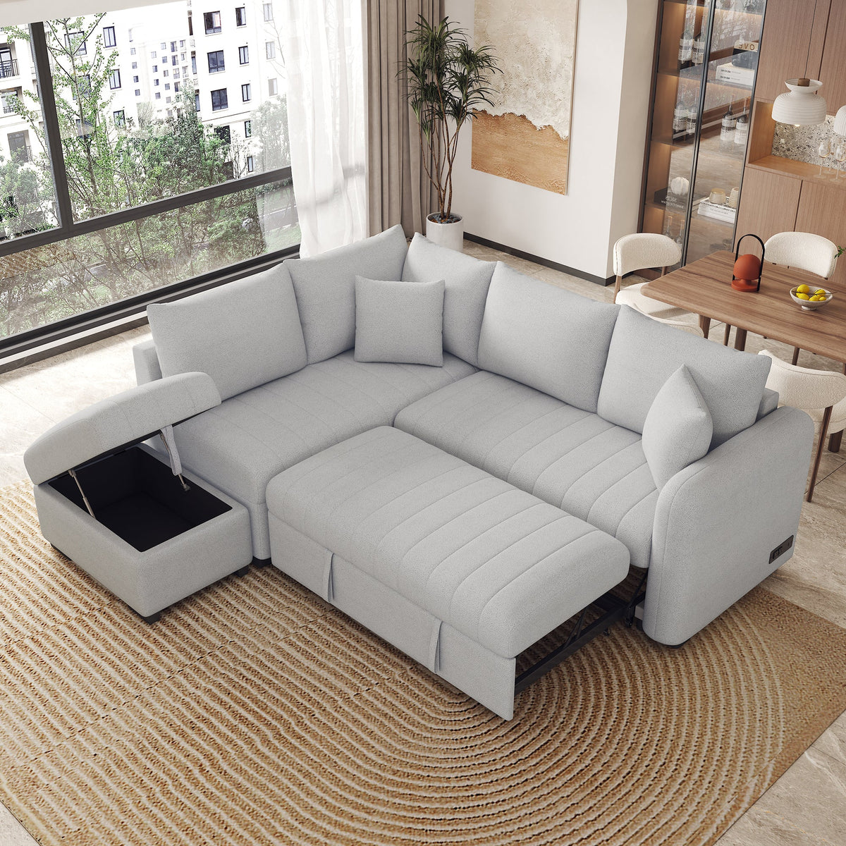 82.6" L-Shaped Sectional Pull Out Sofa Bed