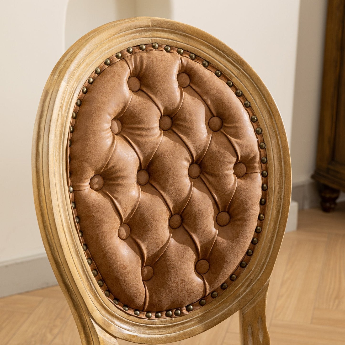 French Style Solid Wood Frame Dining Chair Set of 2
