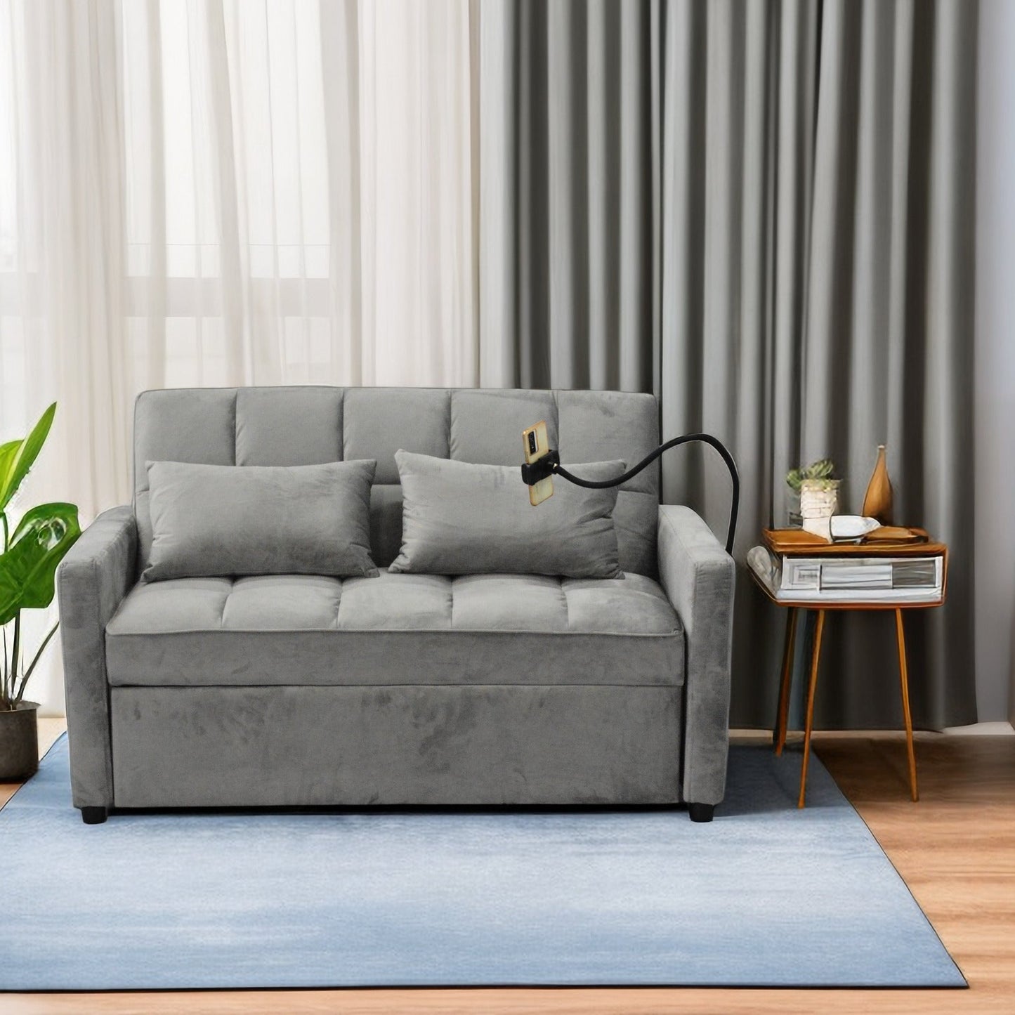 Modern Velvet Loveseat Futon Sofa