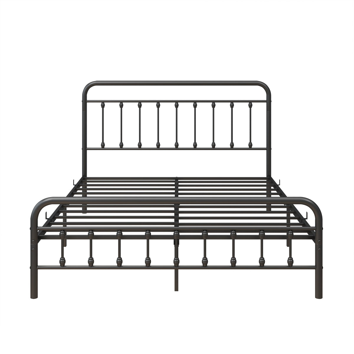 Metal Platform Bed Frame with Victorian Style Headboard