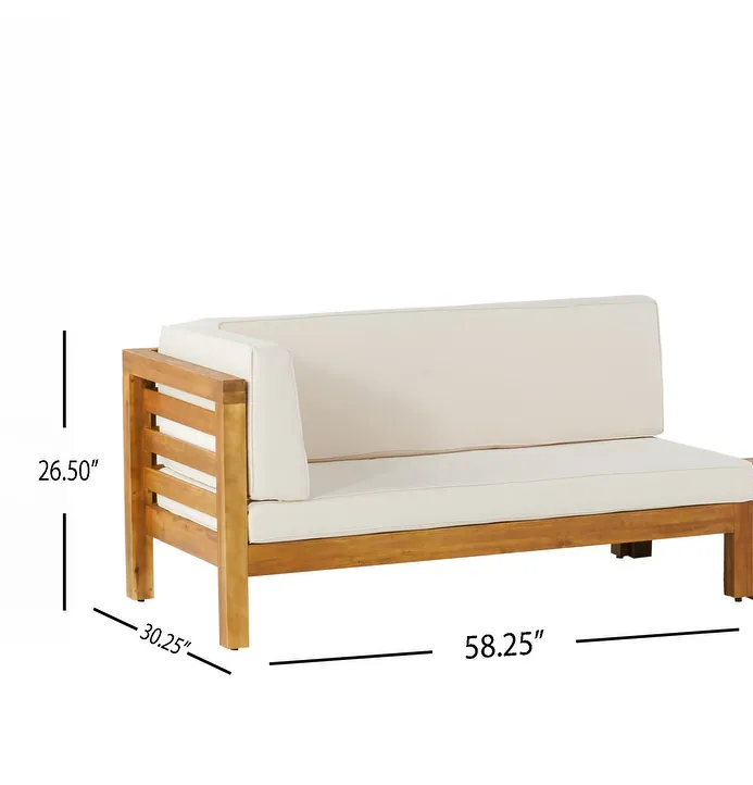 Oana Outdoor Wooden Sectional Set With Cushions
