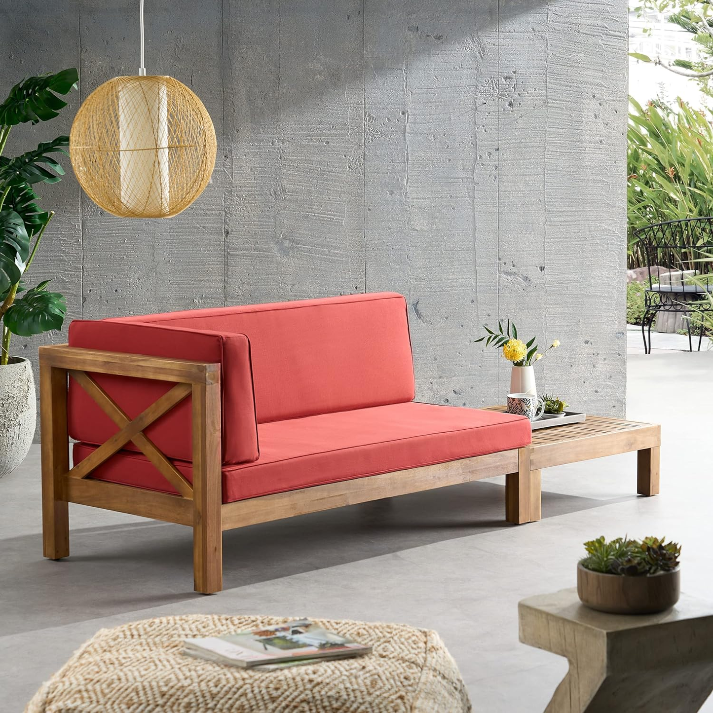 Brava X-Back Corner Bench-L with Coffee Table