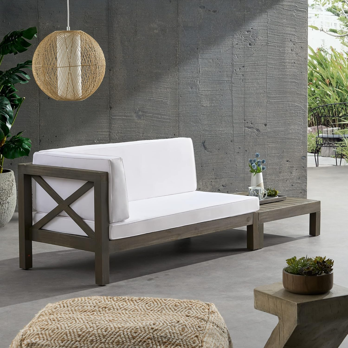 Brava X-Back Corner Bench-L with Coffee Table