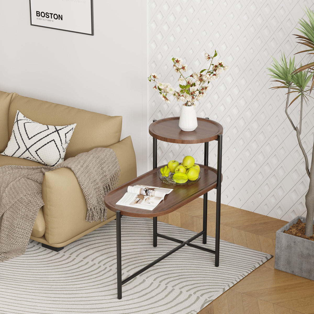 Small Coffee Tables: 2-Tier Modern Sofa Side Table