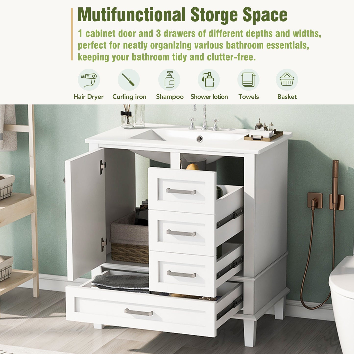 30" Bathroom Vanity with Sink Combo Set