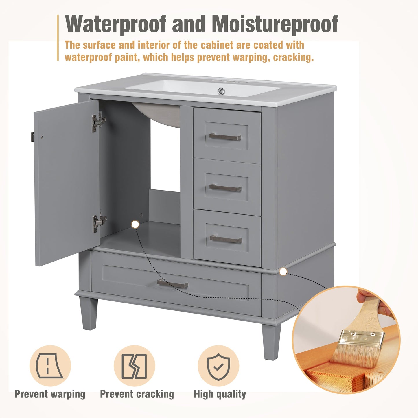 30" Modern Bathroom Vanity with Sink Combo Set