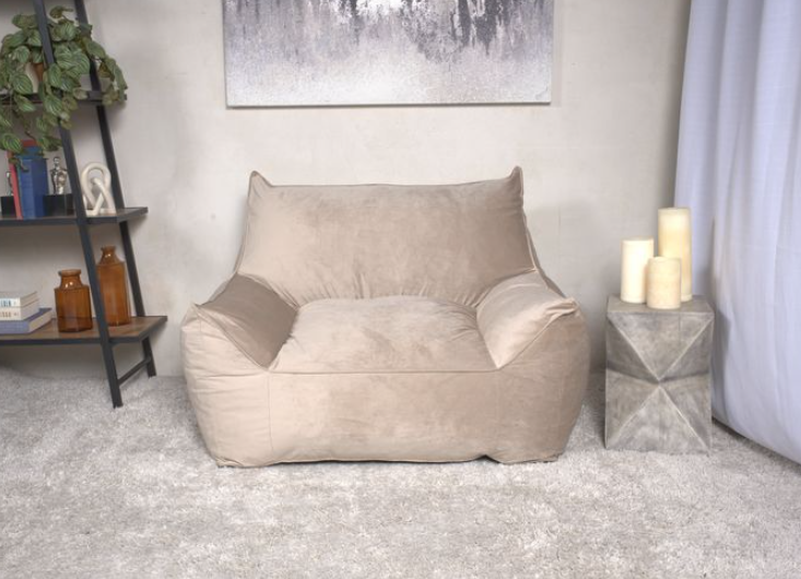 Allea Velveteen Bean Bag Chair with Armrests