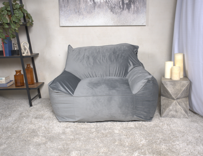 Allea Velveteen Bean Bag Chair with Armrests