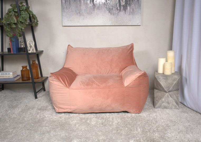 Allea Velveteen Bean Bag Chair with Armrests