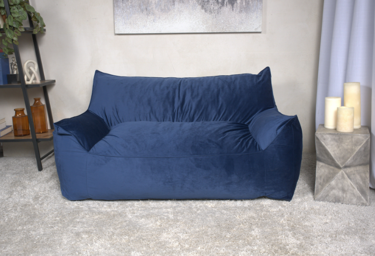 Fila Velveteen 2 Seater Oversized Bean Bag Chair with Armrests