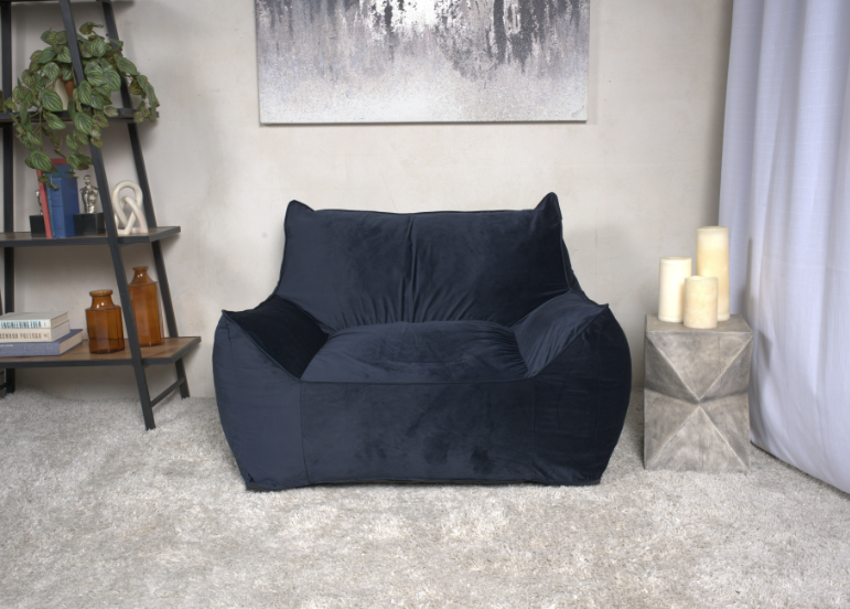 Allea Velveteen Bean Bag Chair with Armrests