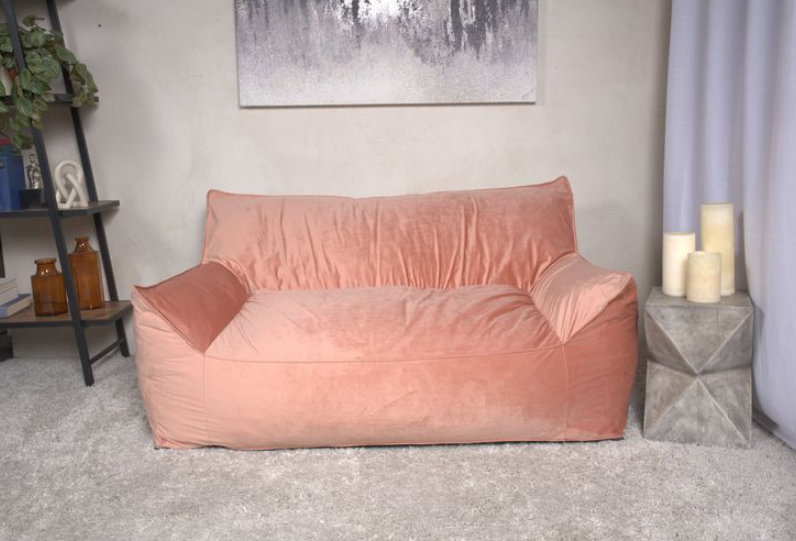 Fila Velveteen 2 Seater Oversized Bean Bag Chair with Armrests