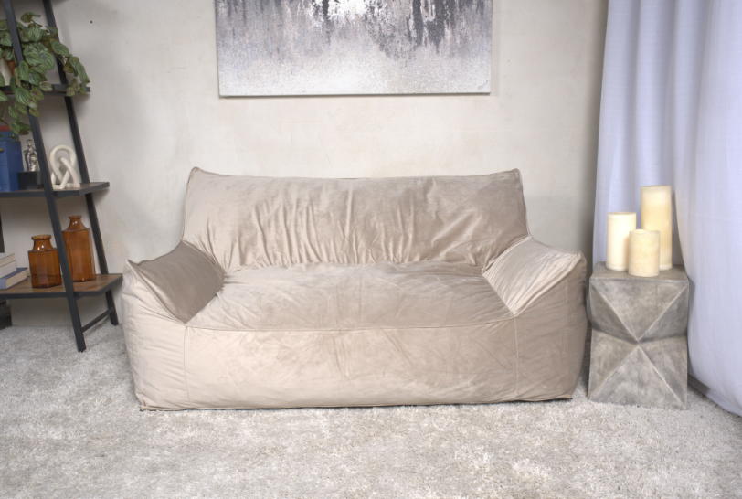 Fila Velveteen 2 Seater Oversized Bean Bag Chair with Armrests