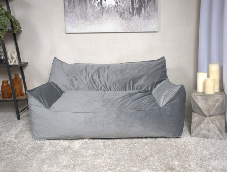 Fila Velveteen 2 Seater Oversized Bean Bag Chair with Armrests