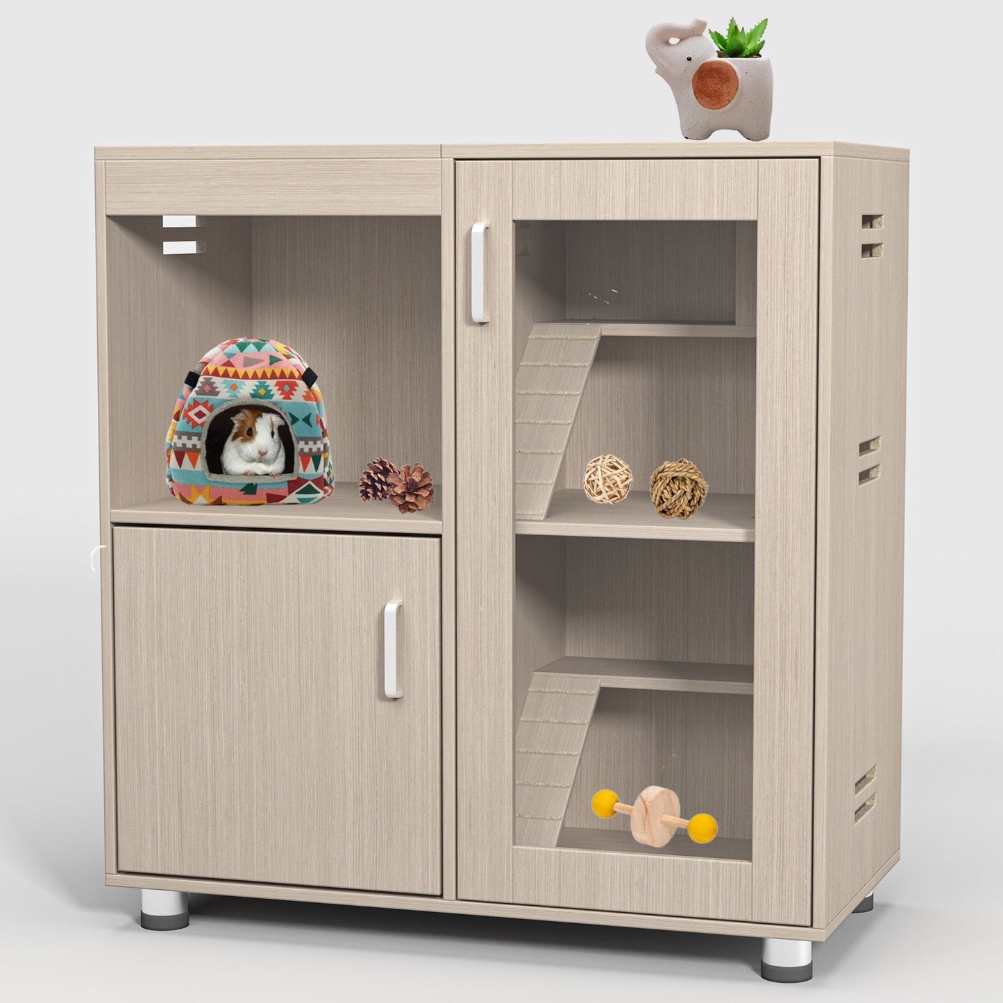 4-Tier Hamster Cage with Storage Cabinet