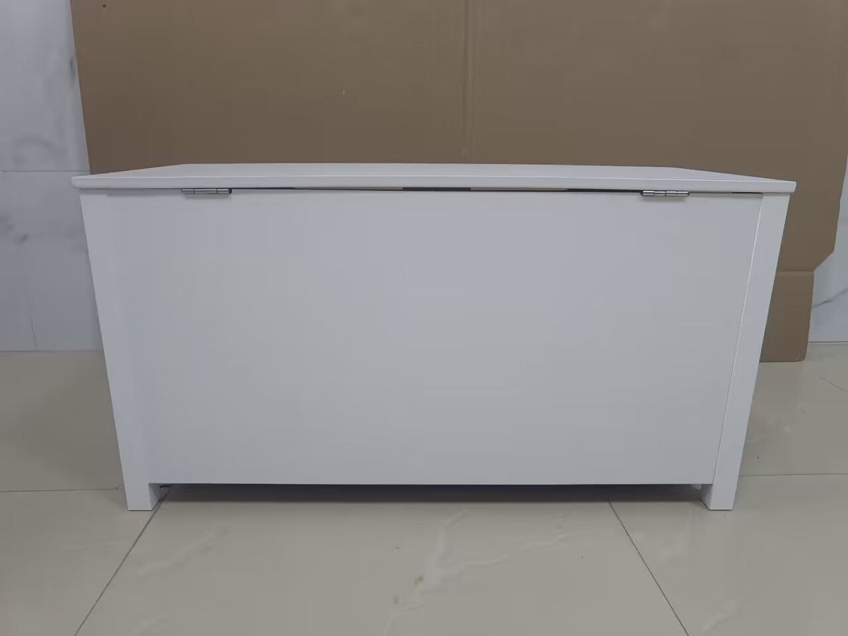 Kids Wooden Toy Box Storage with Safety Hinged Lid for Ages 2+