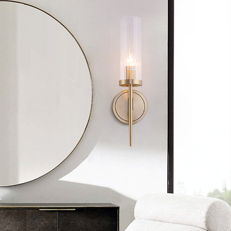 Angelina Elegance Meets Warm Illumination: The Gold Fluted Glass Wall Light