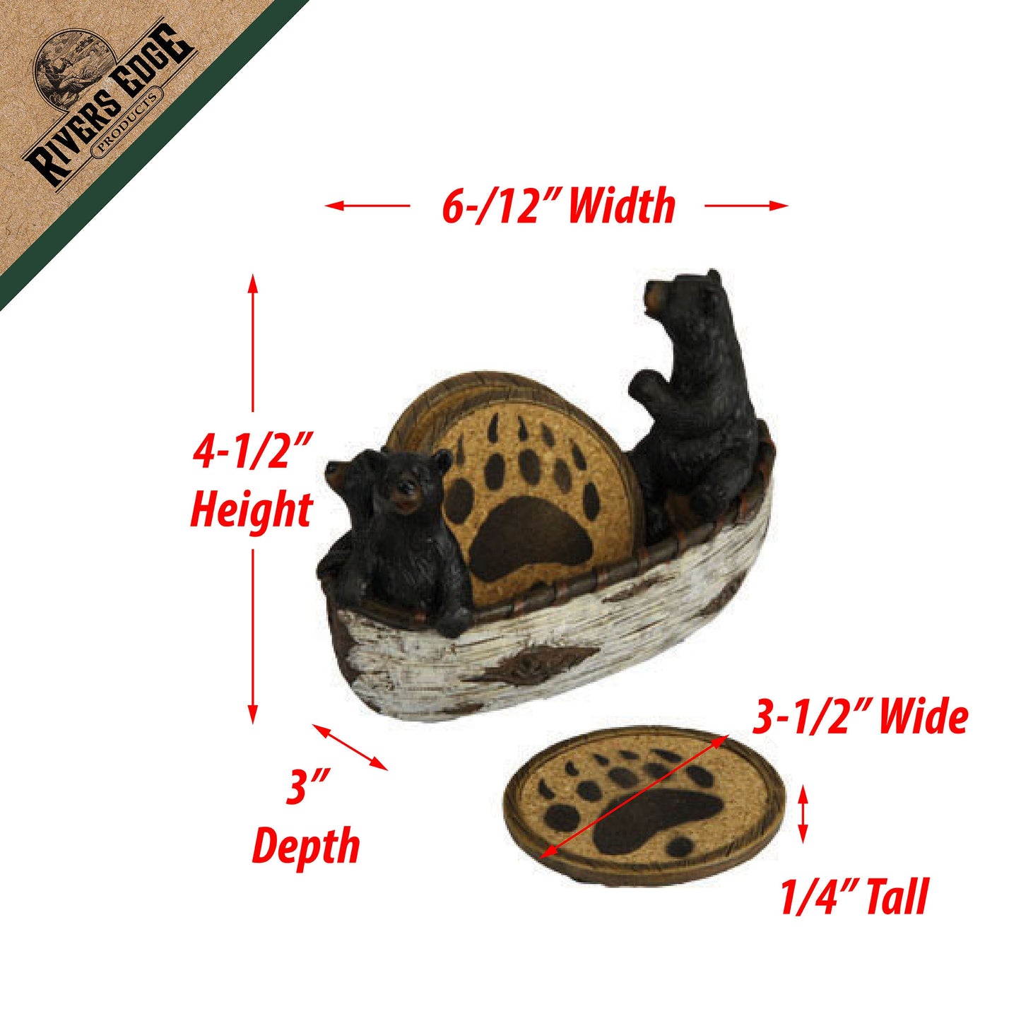 Coaster Set-Bears in Boat